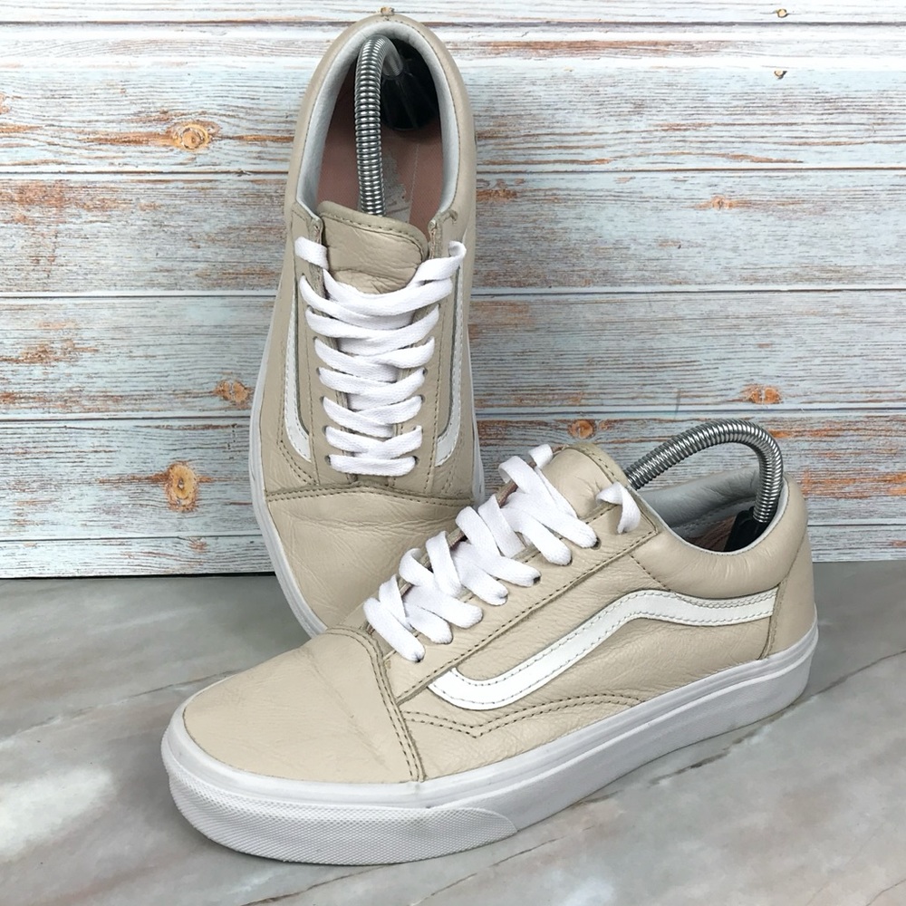 Vans Lace-Up Leather Low Sneakers Tan with White